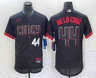 Mens Cincinnati Reds #44 Elly De La Cruz Number Black 2023 City Connect Flex Base Stitched Baseball Jersey